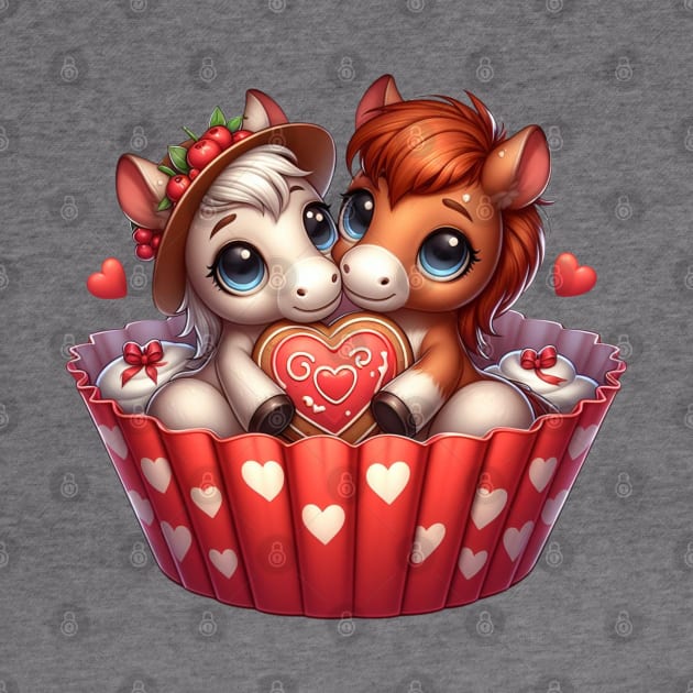 Valentine Horse Couple In A Cupcake by Chromatic Fusion Studio